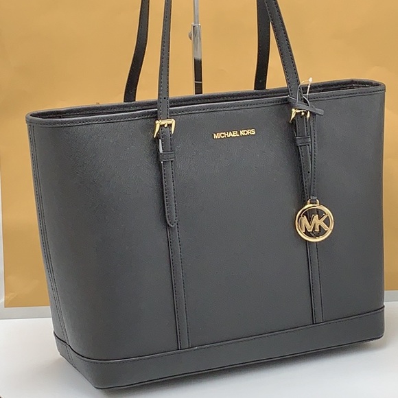 MICHAEL KORS BLACK COLOR 
Jet Set Travel Large Logo Tote Bag - Picture 10 of 14